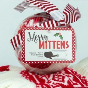 Holiday Women’s White and Red Knit Gloves Ornament